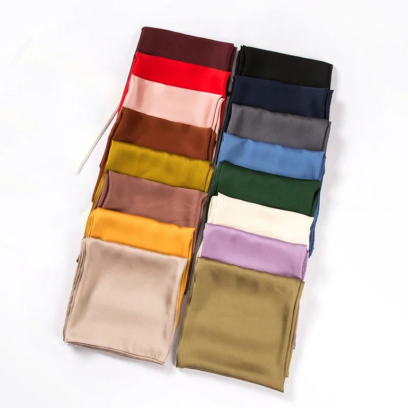 وشاح ساتان نسائي 70 سم بلون مو - مراجعة Silk Scarf Square وسعره
